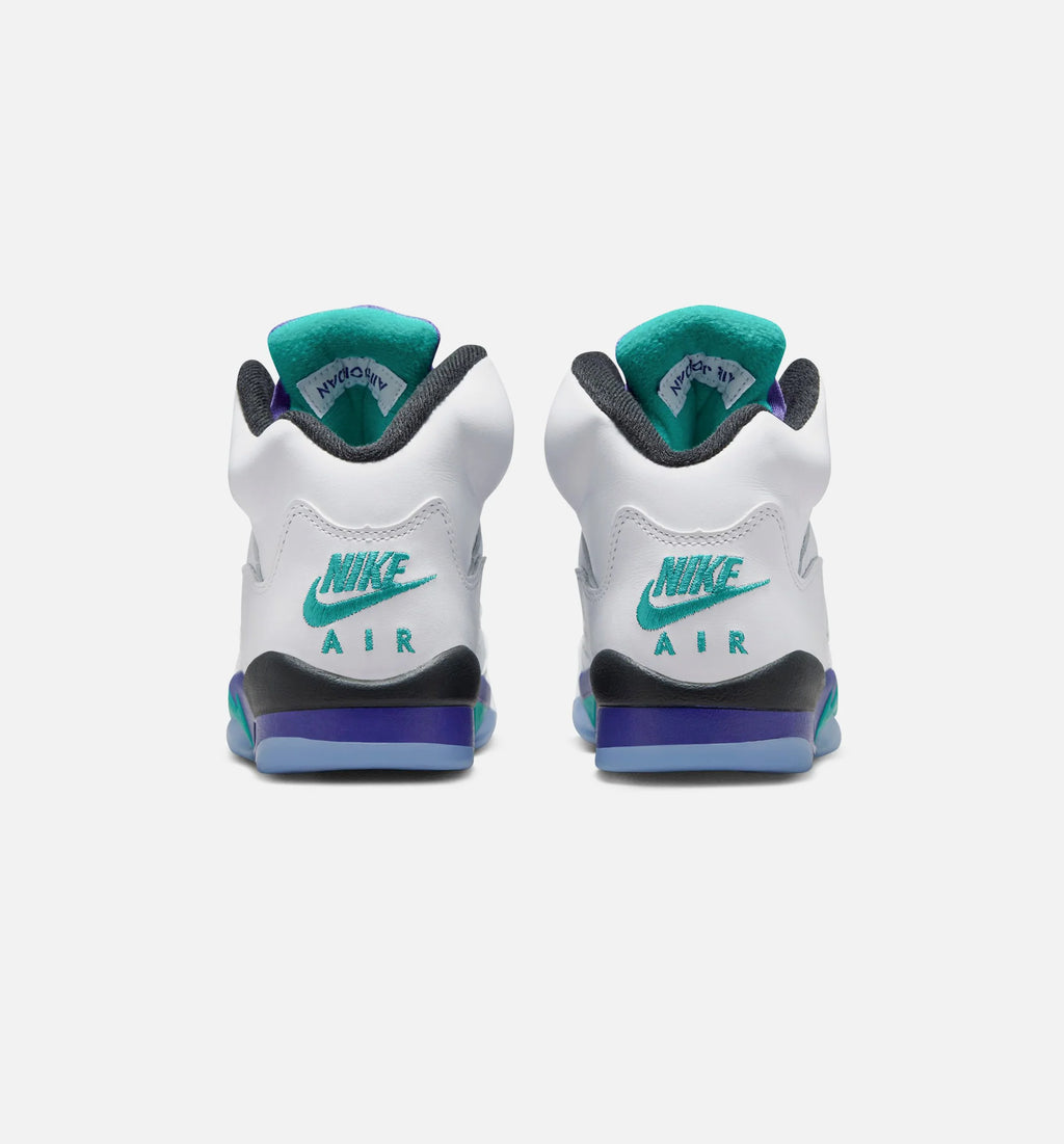 Air Jordan 5 Retro Grape Grade School Lifestyle Shoe White New Emerald Grape Ice Black