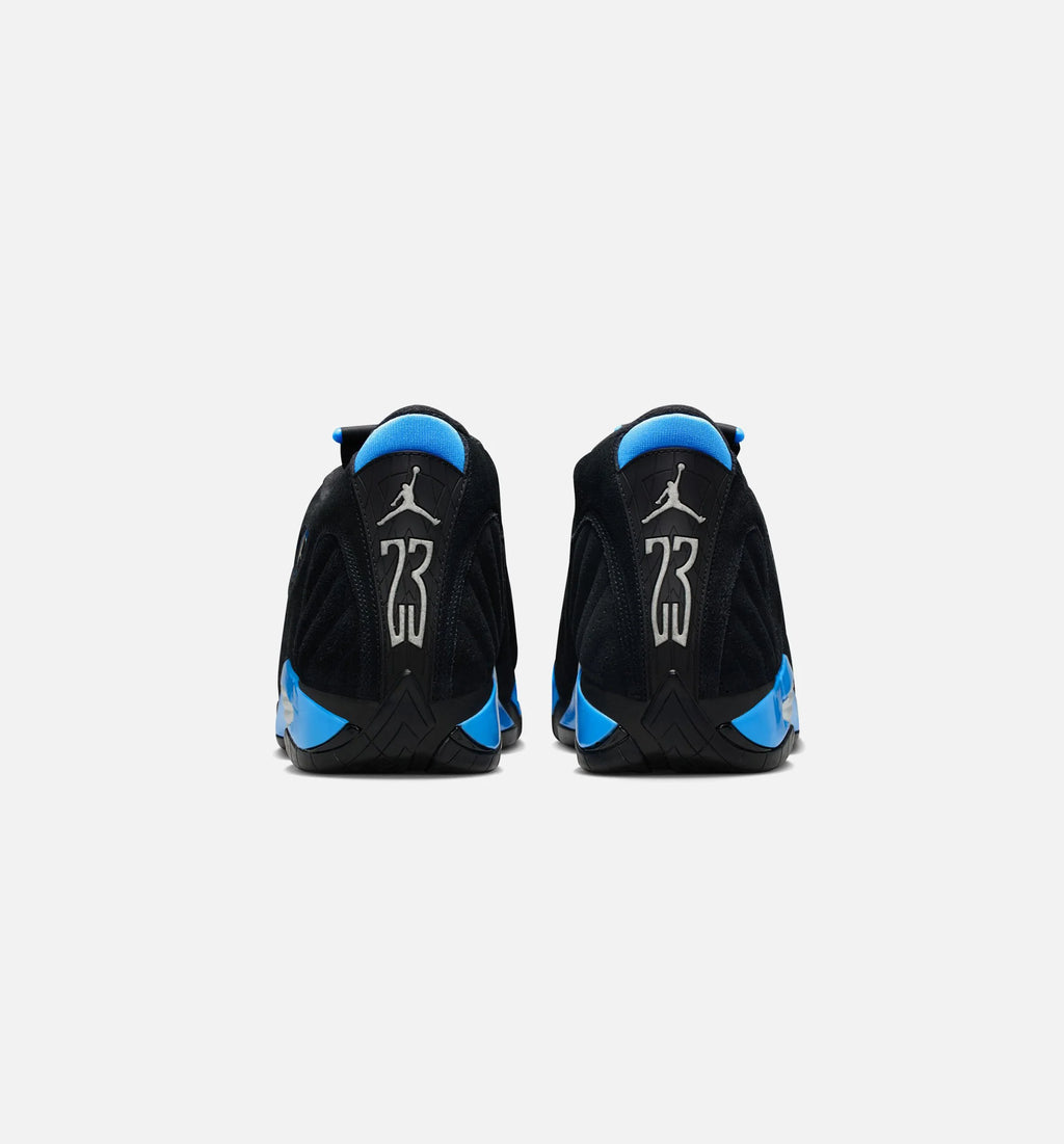 Air Jordan 14 Retro Black University Blue Mens Lifestyle Shoe Black White University Blue Metallic Silver