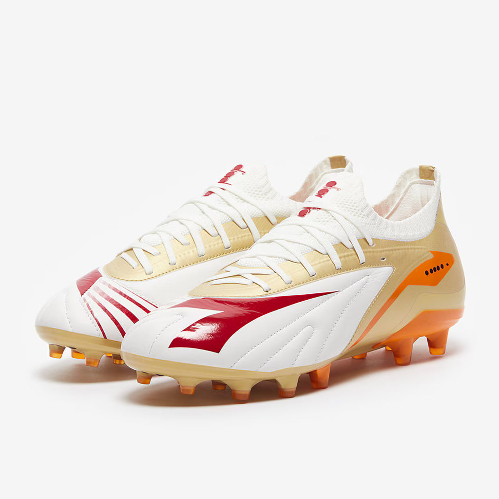 Diadora Maximus Elite Pro SLX FG Firm Ground Soccer Cleats White Chili Pepper Russet Orange