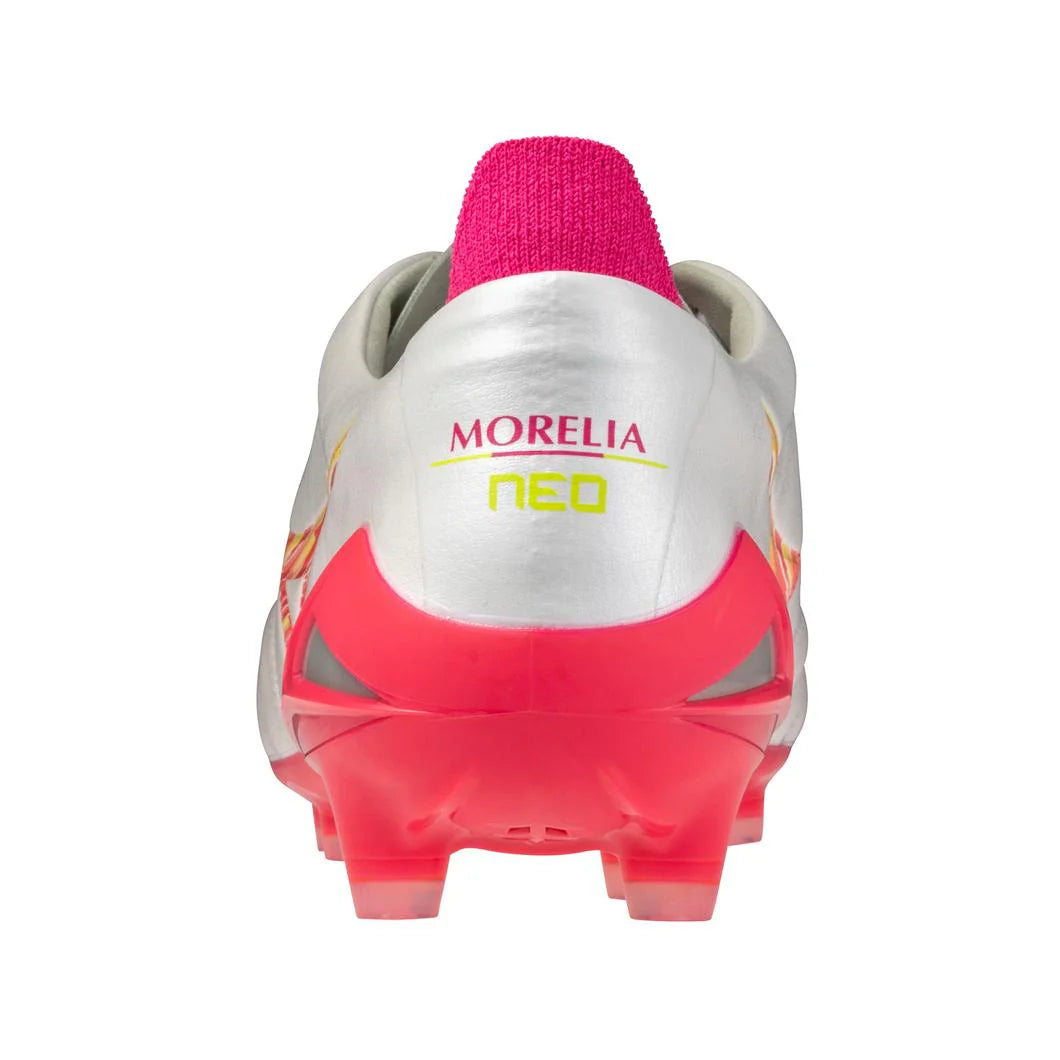 Mizuno Morelia Neo IV Elite FG Firm Ground Soccer Cleats White Pink