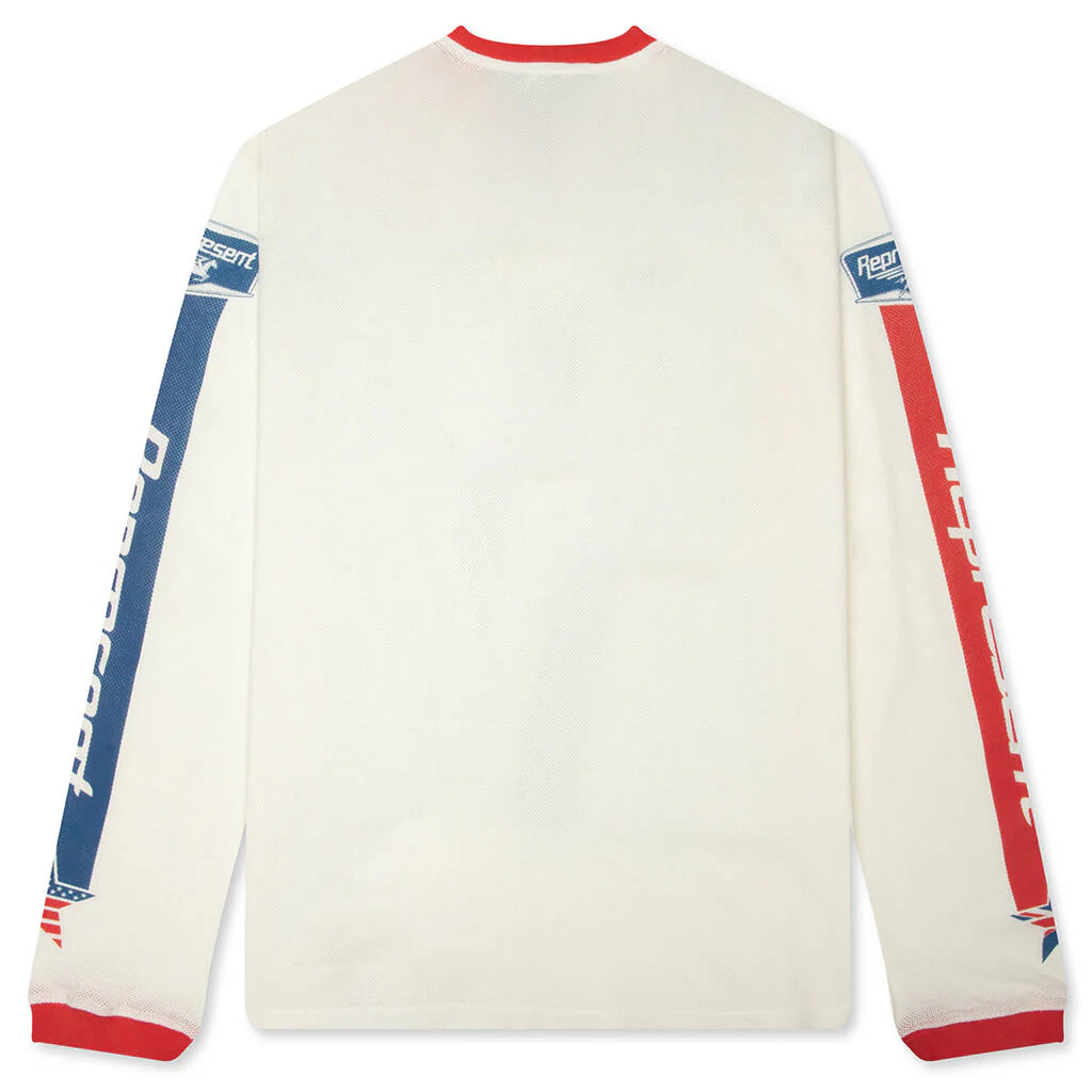 Mesh Pegasus Long Sleeve T Shirt Flat White