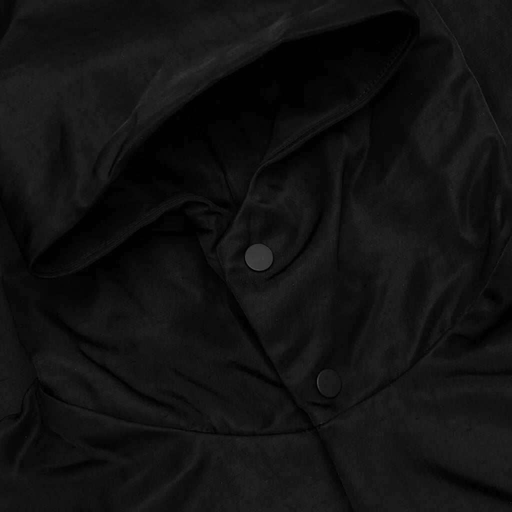 Textured Nylon Hooded Coaches Jacket Black