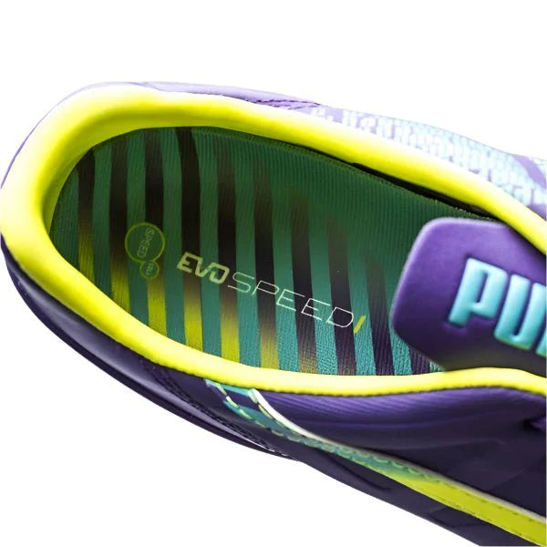 PUMA evoSPEED 13 Leather FG Firm Ground Soccer Cleats Purple Yellow