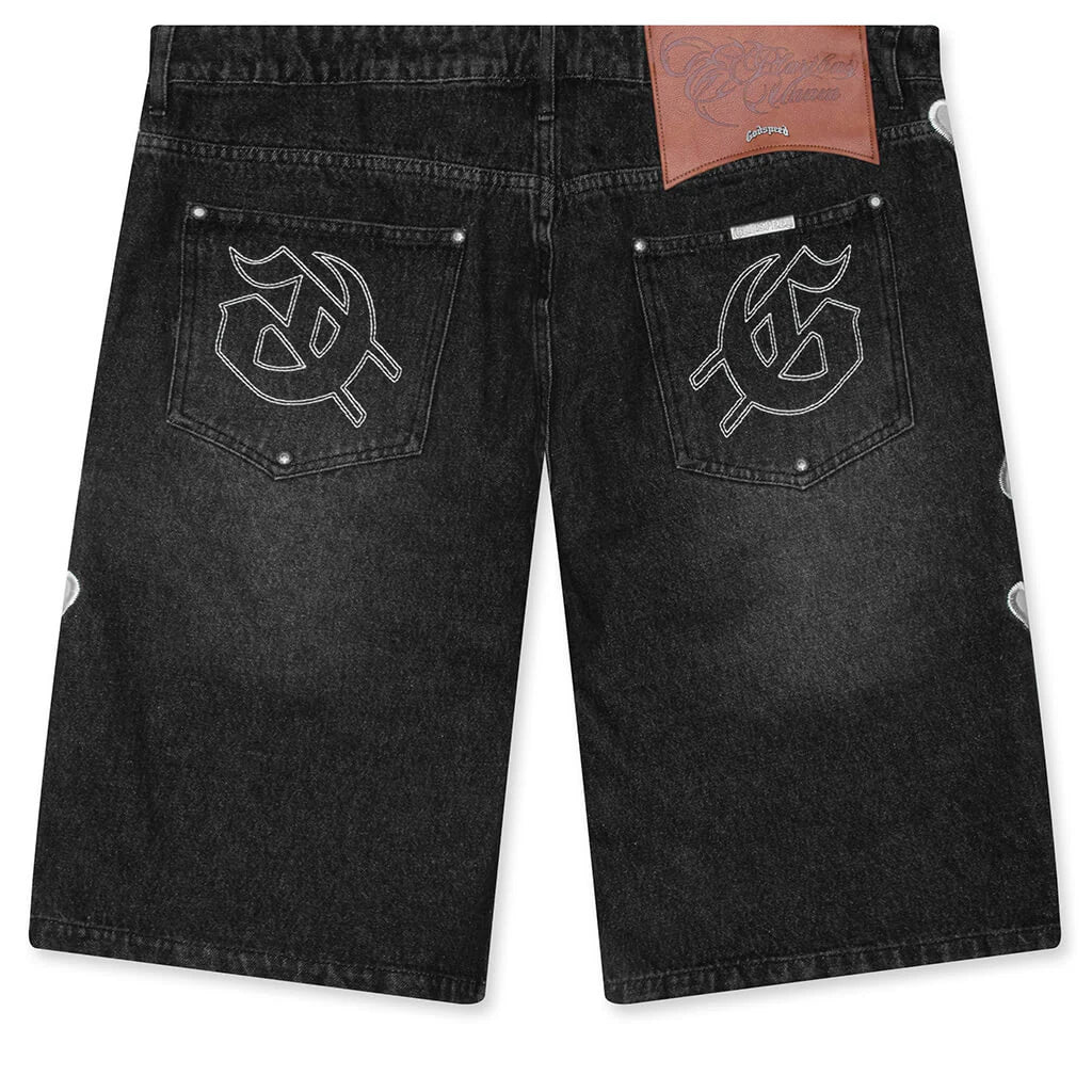 Femur Denim Shorts Black