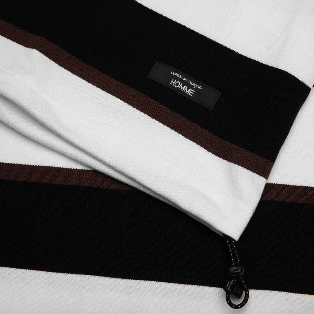 Cotton Jersey Multi Border T Shirt Black Brown White