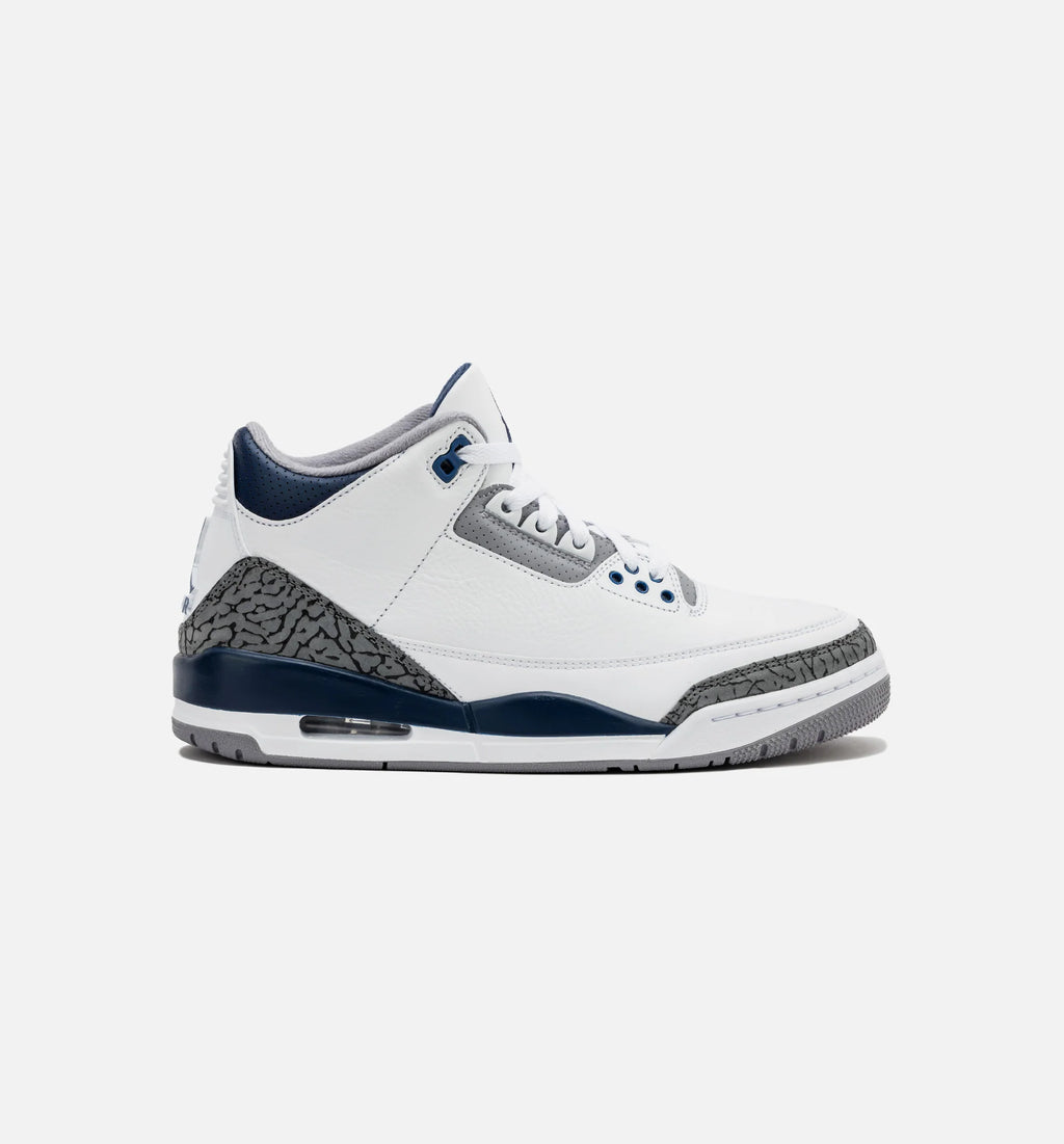Air Jordan 3 Retro Midnight Navy Mens Lifestyle Shoe White Midnight Navy