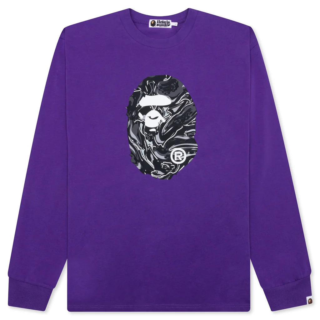 Marbling Camo Ape Head Relaxed Fit L S Tee Purple
