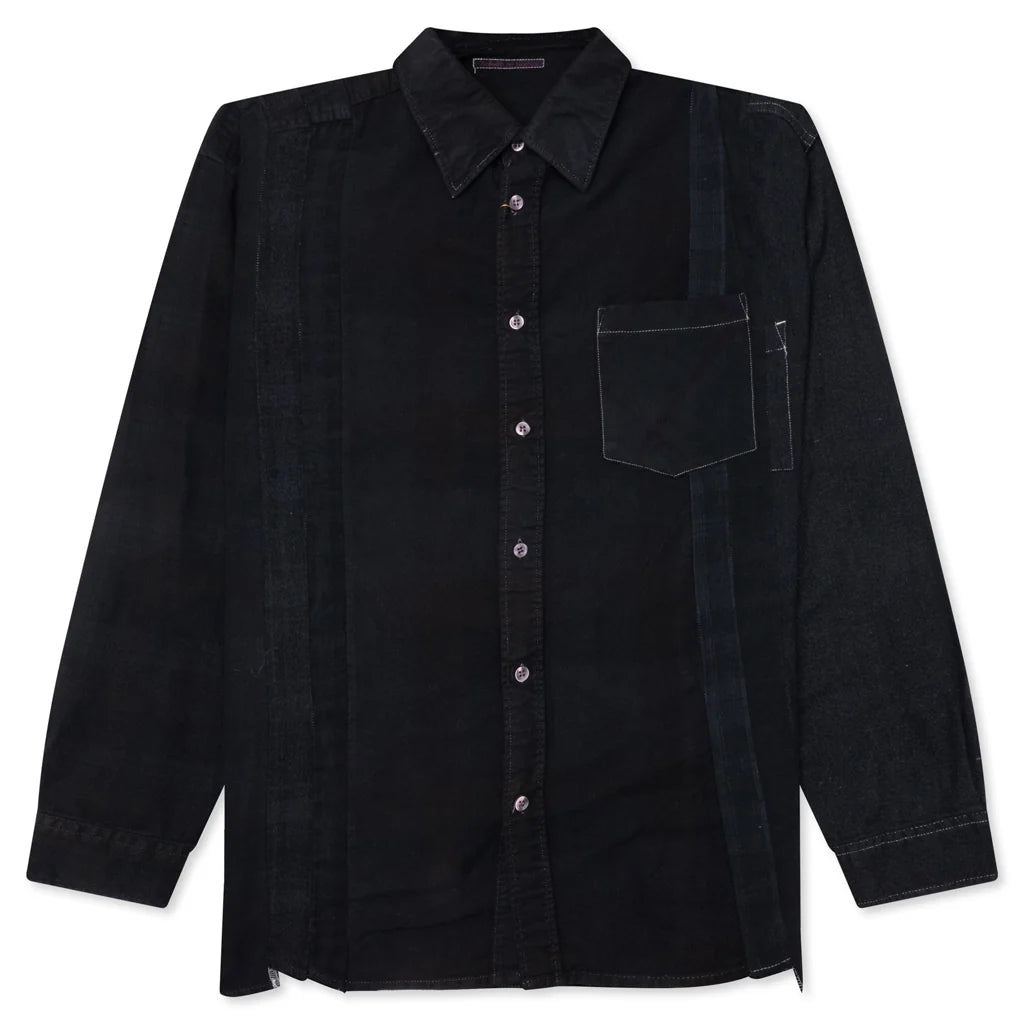 Over Dye 7 Cuts Wide Shirt Black
