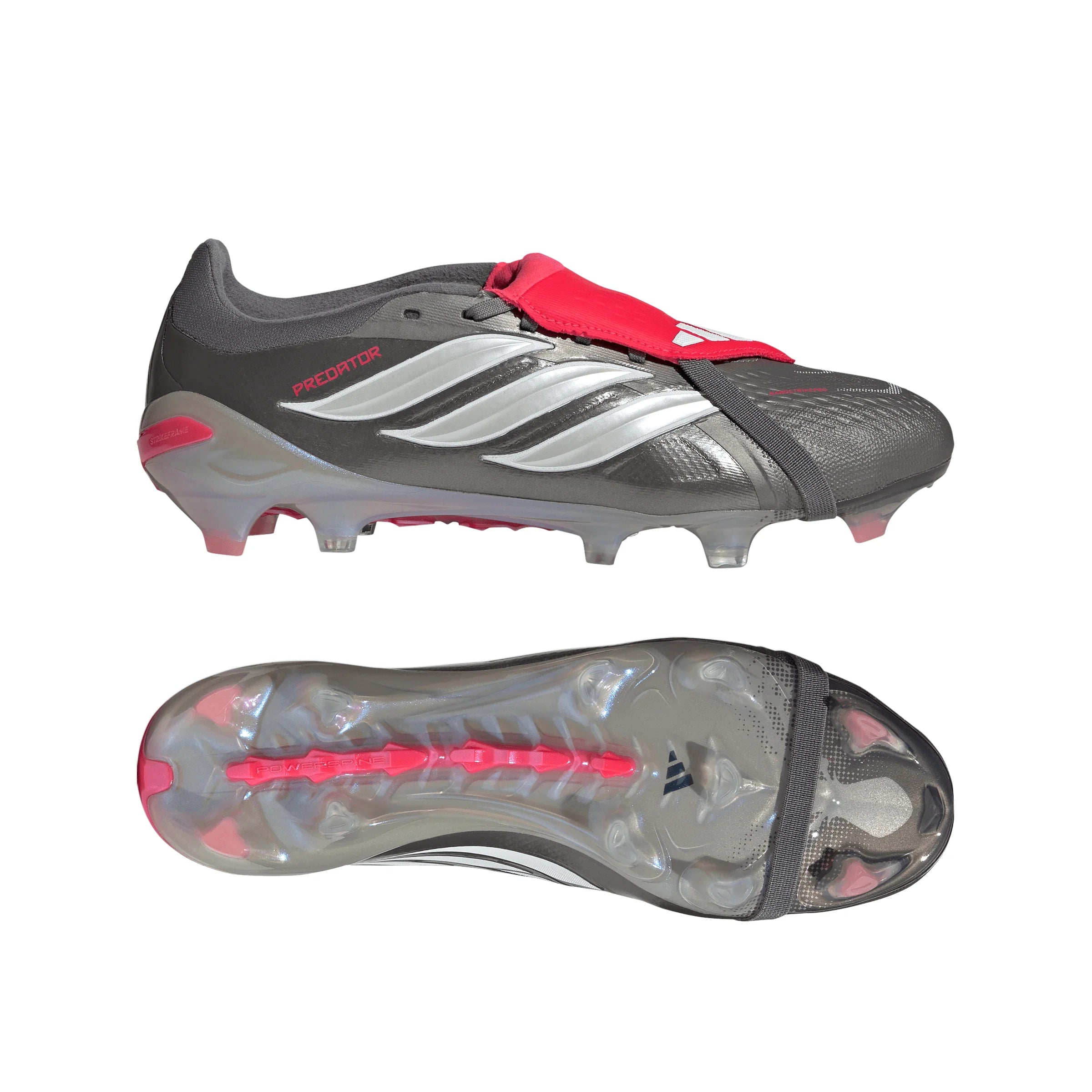 adidas Predator Pro Fold Over Tongue FG Mens Soccer Cleats Grey Red