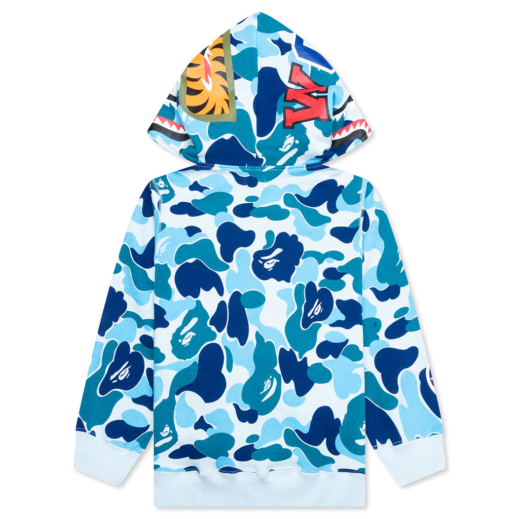 Kids Abc Camo Shark Zip Hoodie Blue
