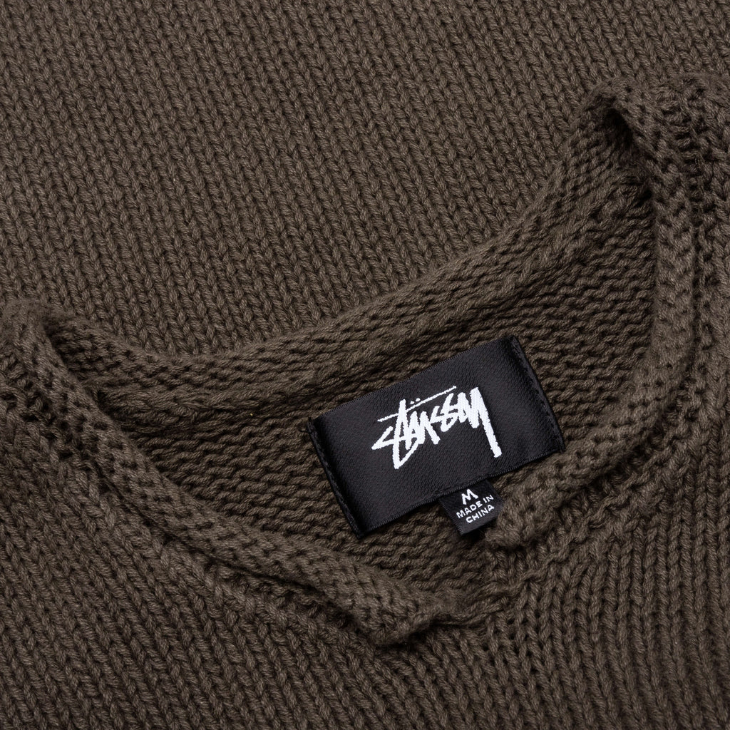 Roll V Neck Logo Sweater Brown