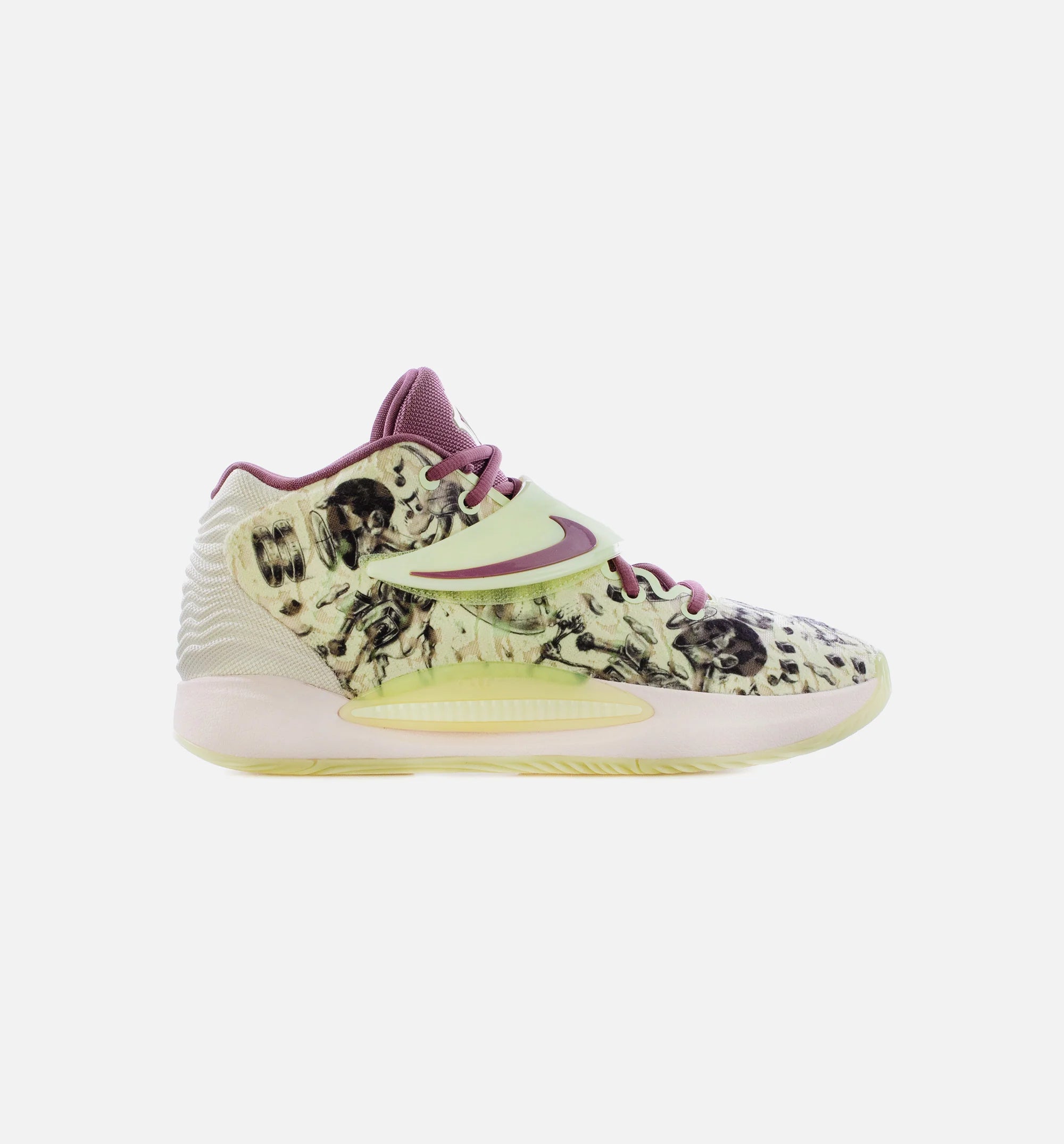 KD 14 Surreal Mens Basketball Shoe Lime Ice Pearl White Light Mulberry