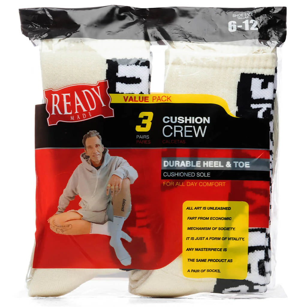 3 Pack Socks w Logo White