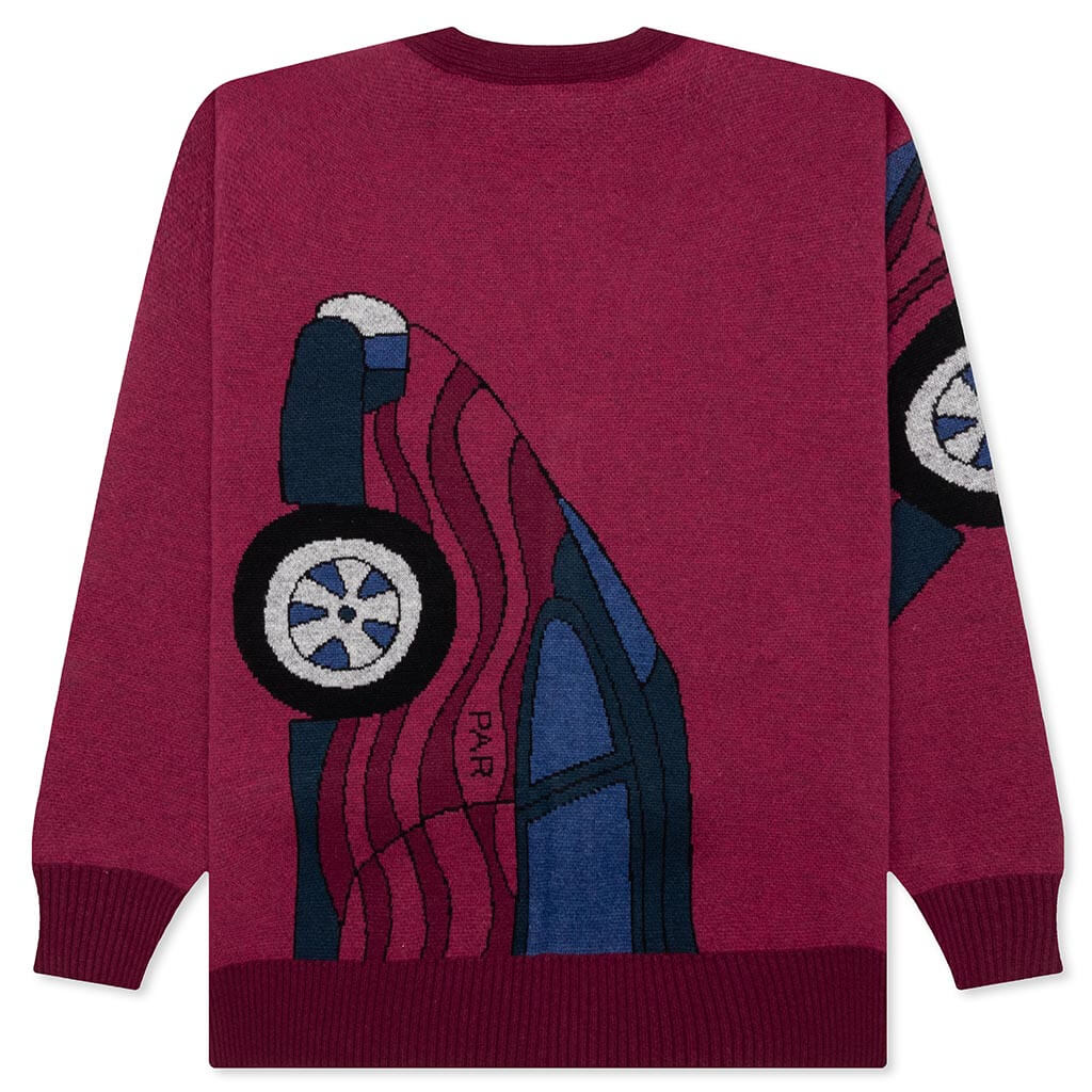 No Parking Knitted Cardigan Beet Red