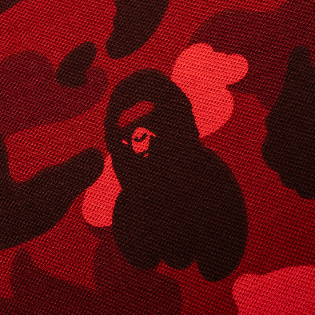Color Camo Large Ape Head Relaxed Fit Polo Shirt Red