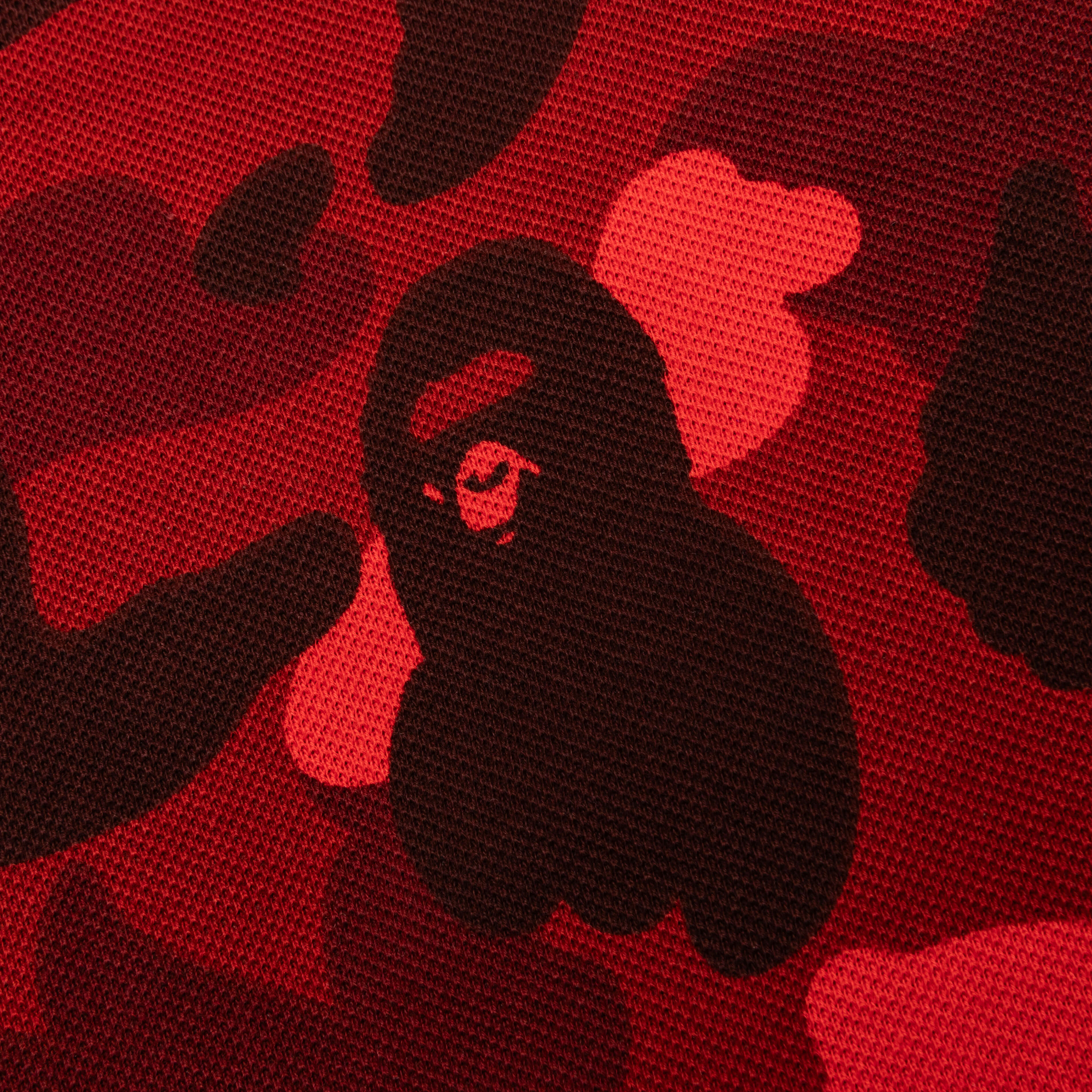 Color Camo Large Ape Head Relaxed Fit Polo Shirt Red