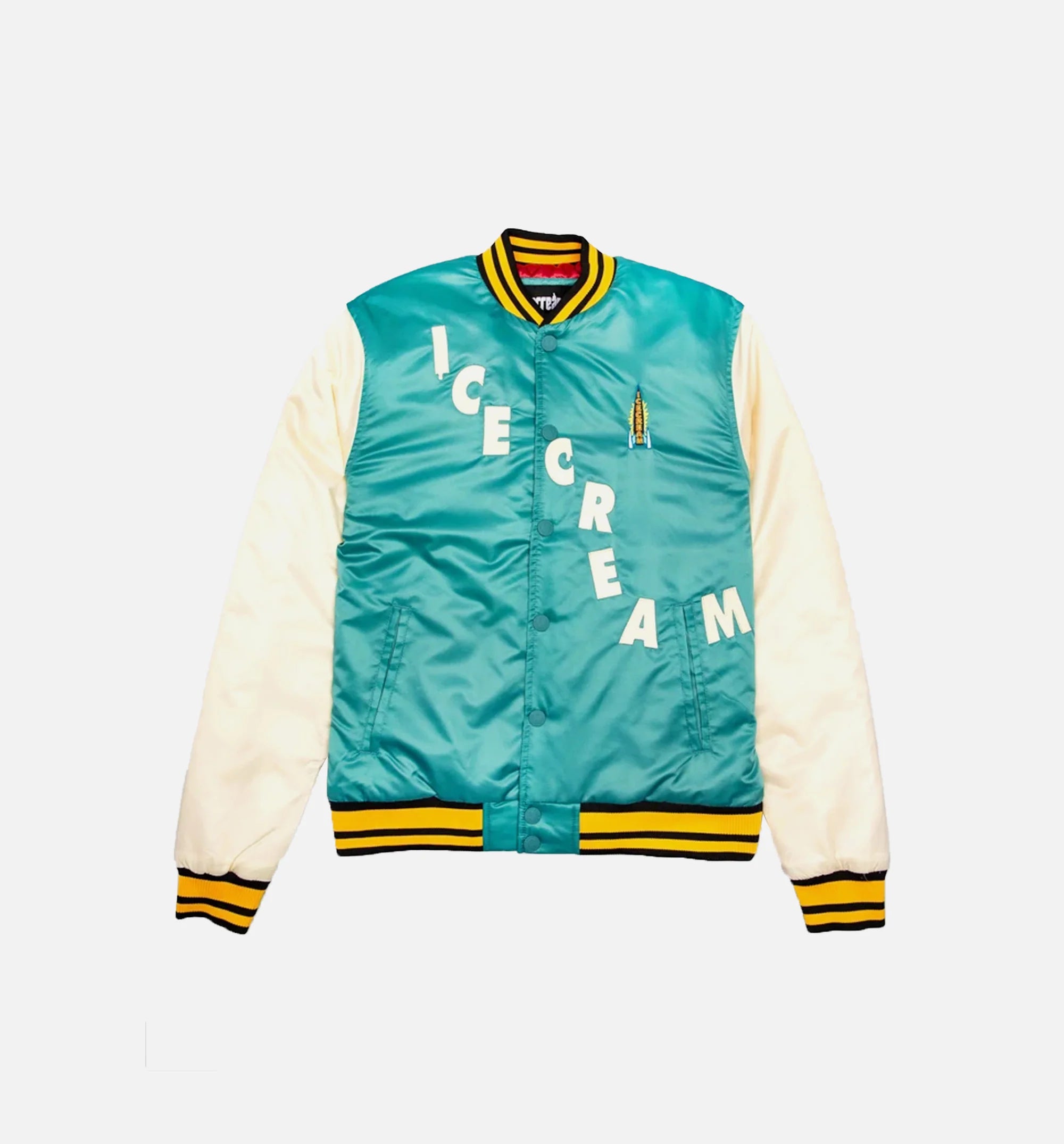 Retro Mens Varsity Jacket Teal Multi