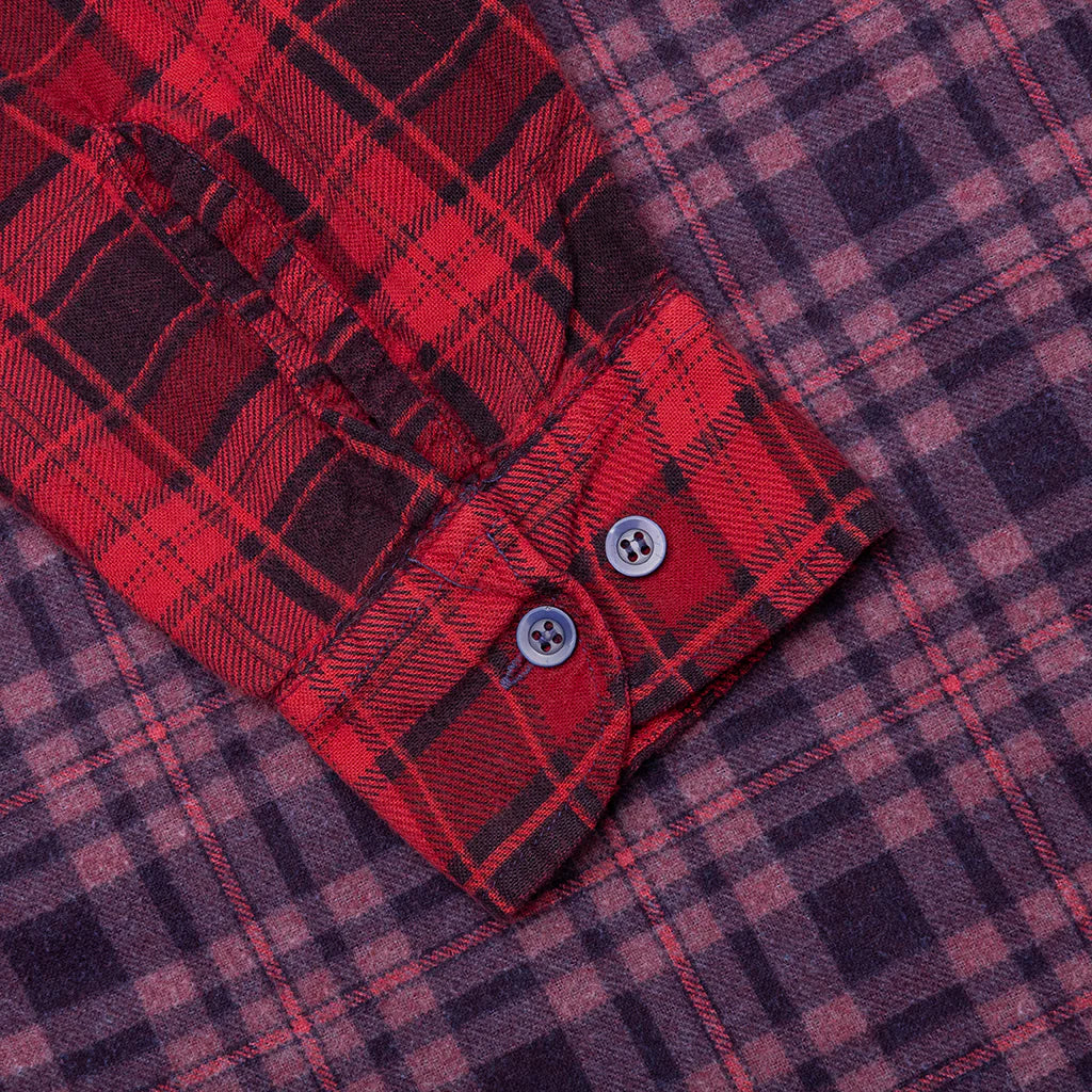 Over Dyed Ribbon Wide Shirt Red