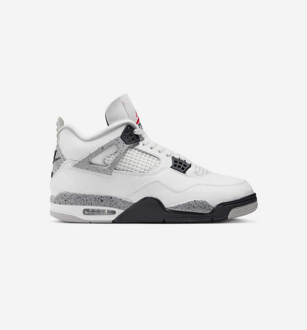 Air Jordan 4 Retro White Cement Mens Lifestyle Shoe Summit White Fire Red Cement Grey Black Limit One Per Customer