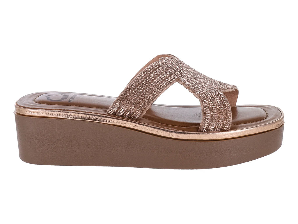 Sandalias Nomadas Plataforma Oro Rosado para Mujer
