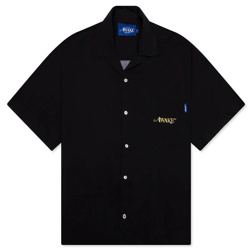 Dice Printed Rayon Camp Shirt Black