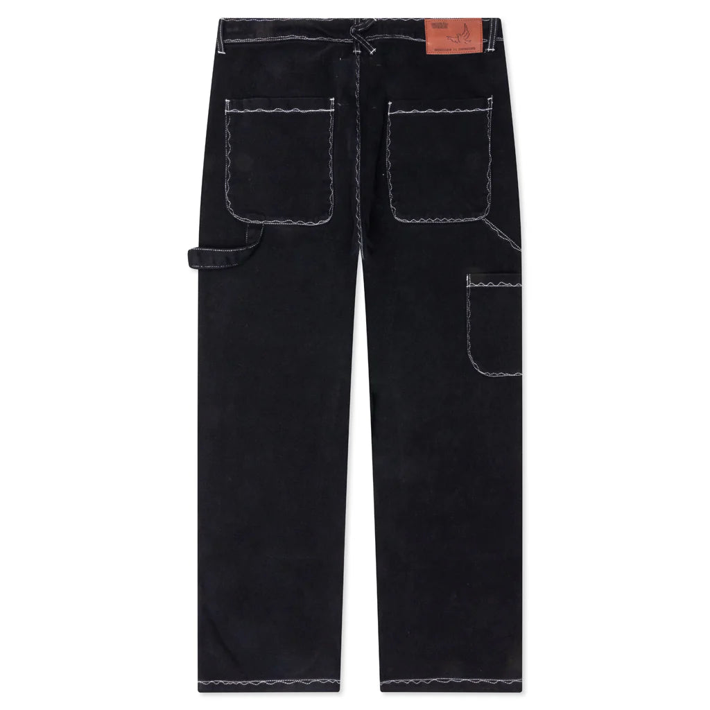 Messy Stitched Work Pants Black