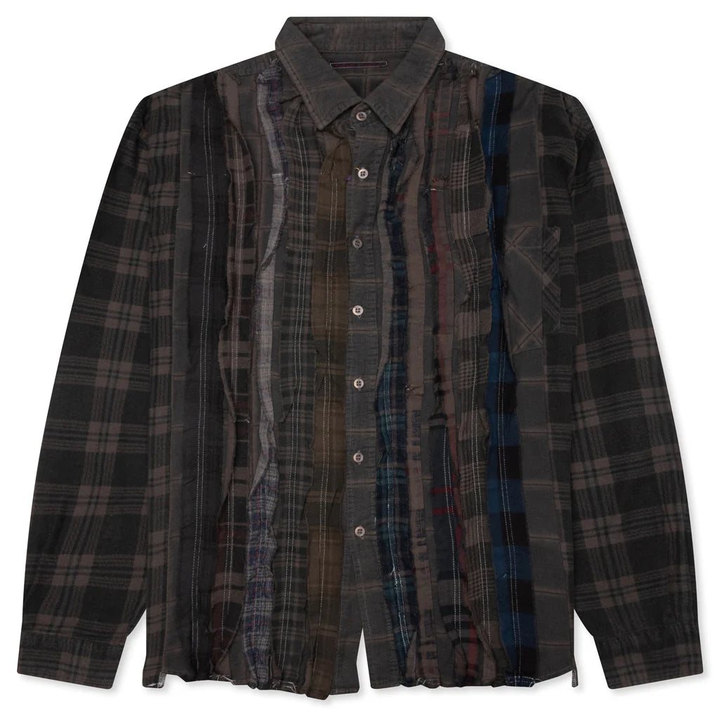Over Dyed Ribbon Wide Shirt Brown