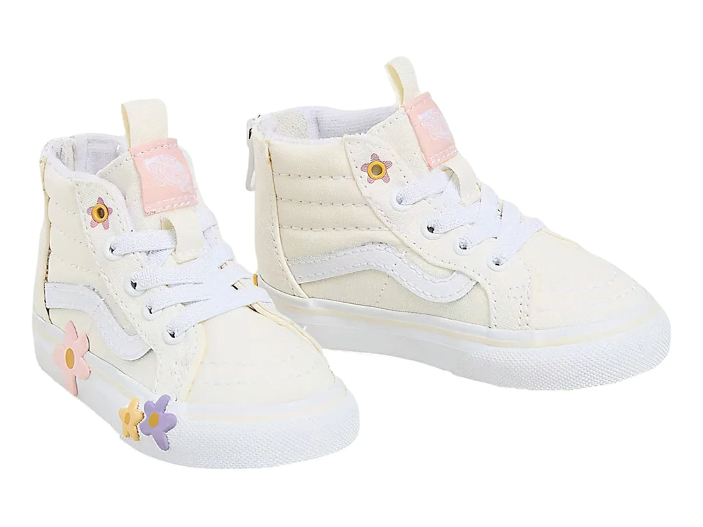 Tenis Vans Sk8 Hi Zip Flower Blanco Hueso para Niña