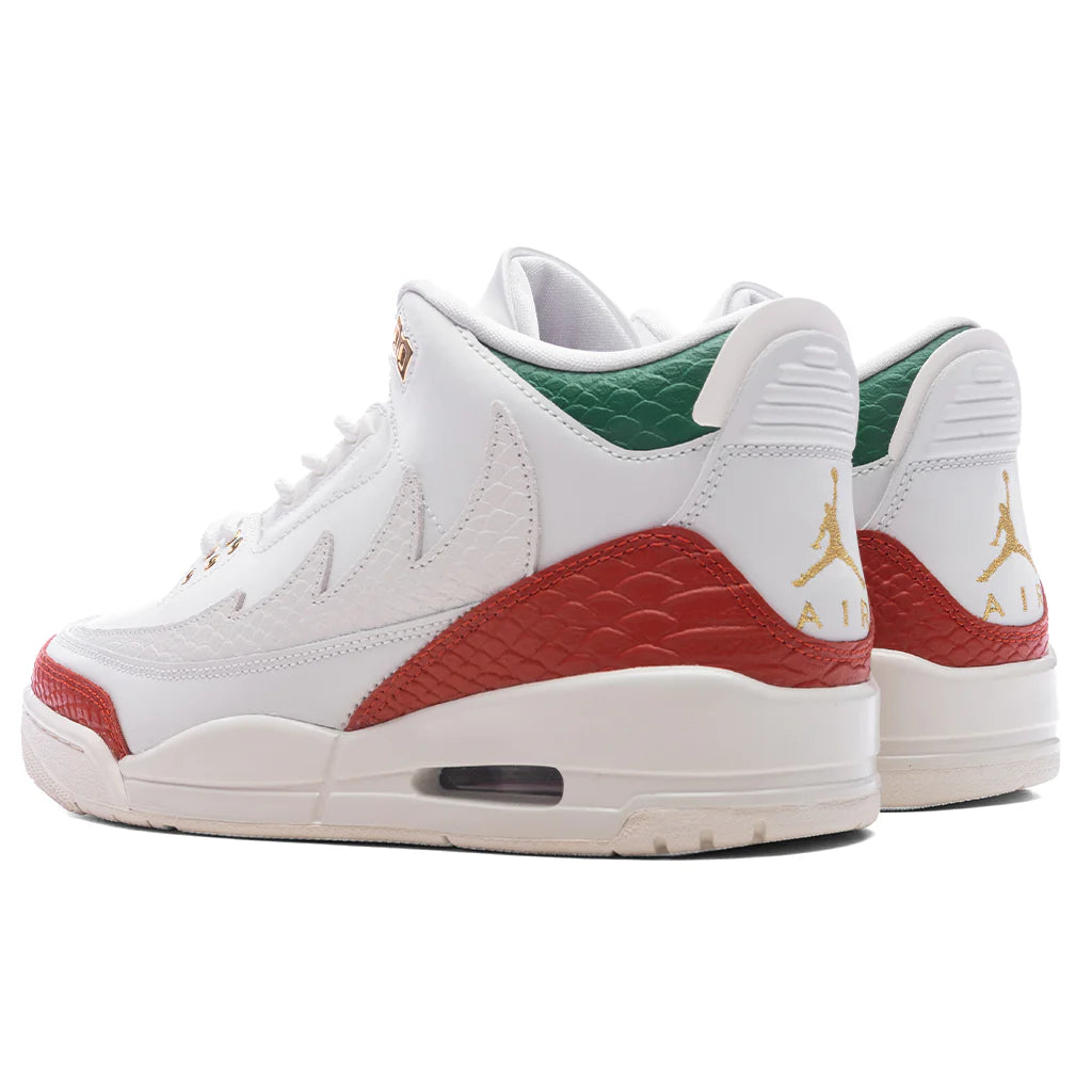 Air Jordan 3 Retro El Vuelo Summit White Metallic Gold Pine Green