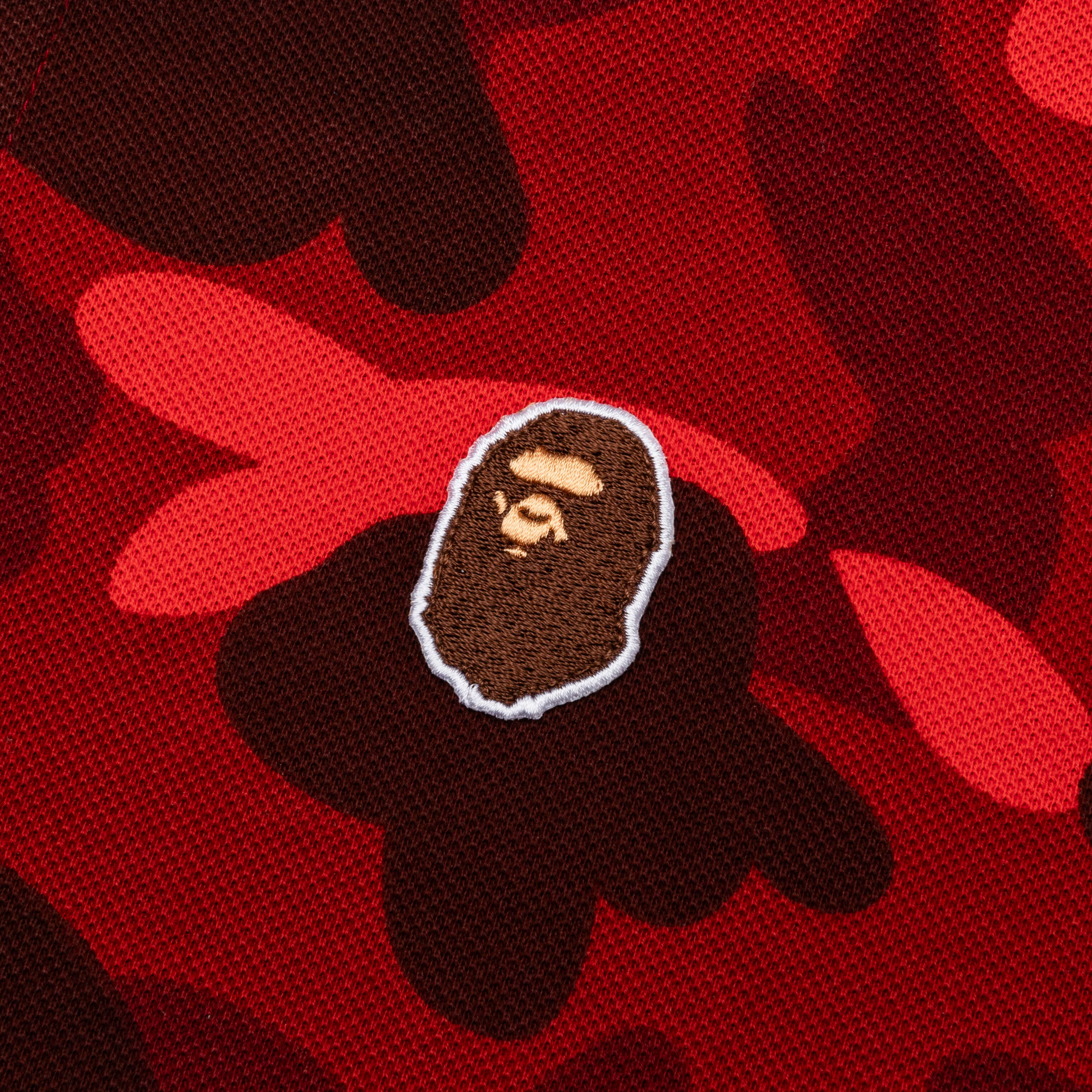 Color Camo Large Ape Head Relaxed Fit Polo Shirt Red
