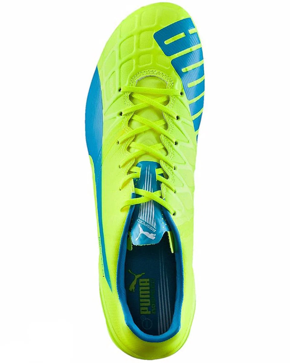 PUMA Evospeed 14 FG Firm Ground Cleats Safety Yellow Blue
