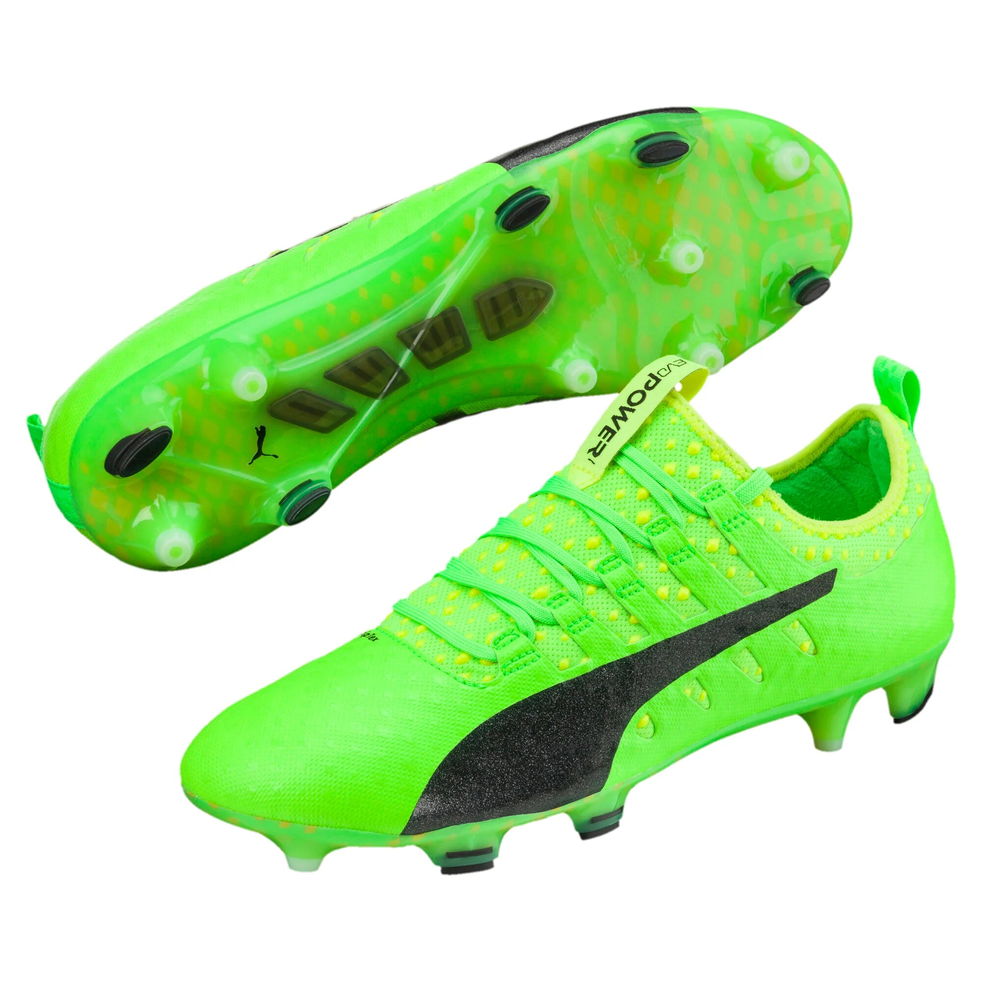 PUMA Evopower Vigor 1 FG Firm Ground Soccer Cleats Green Gecko Black Yellow