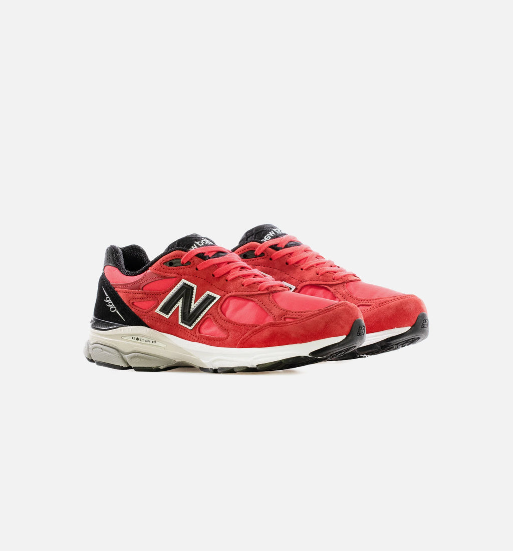 Made in USA 990v3 Red Suede Mens Running Shoe Red Black White