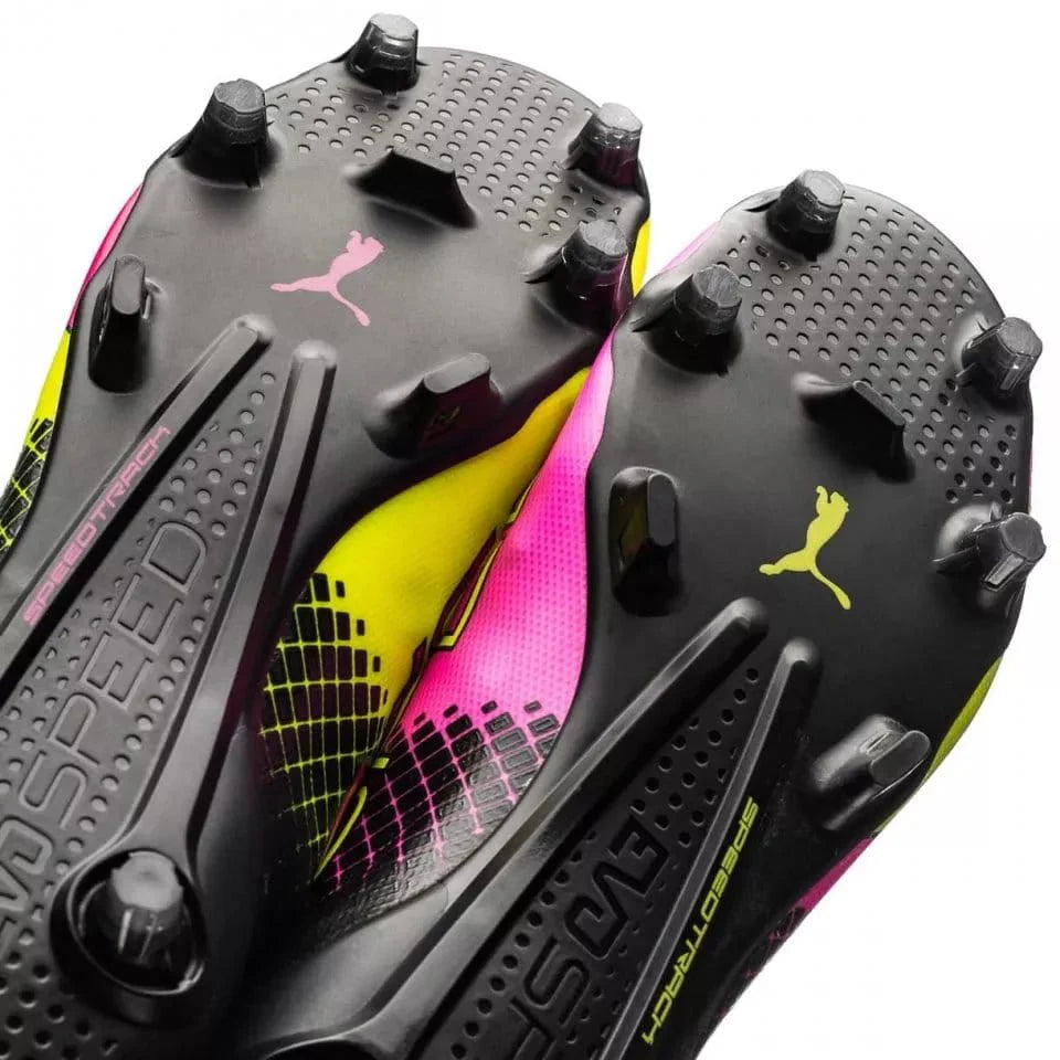 PUMA EvoSPEED SL II Tricks FG Firm Ground Soccer Cleats Pink Glo Safety Yellow