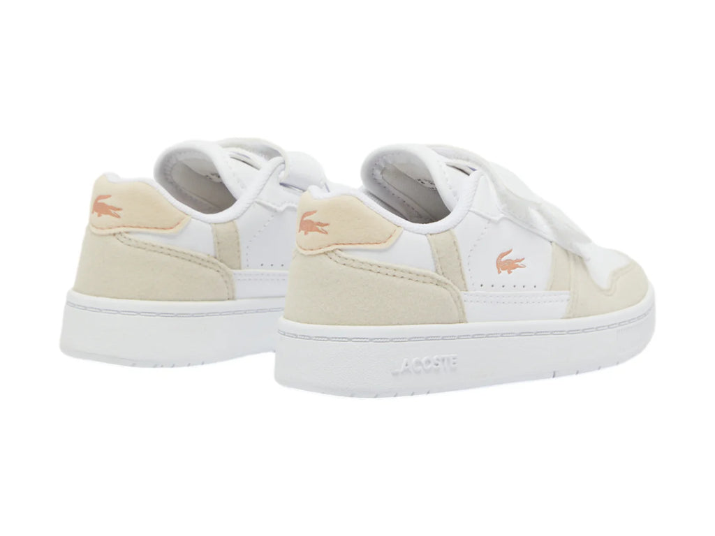 Tenis Lacoste T Clip Blanco y Rosa para Niño