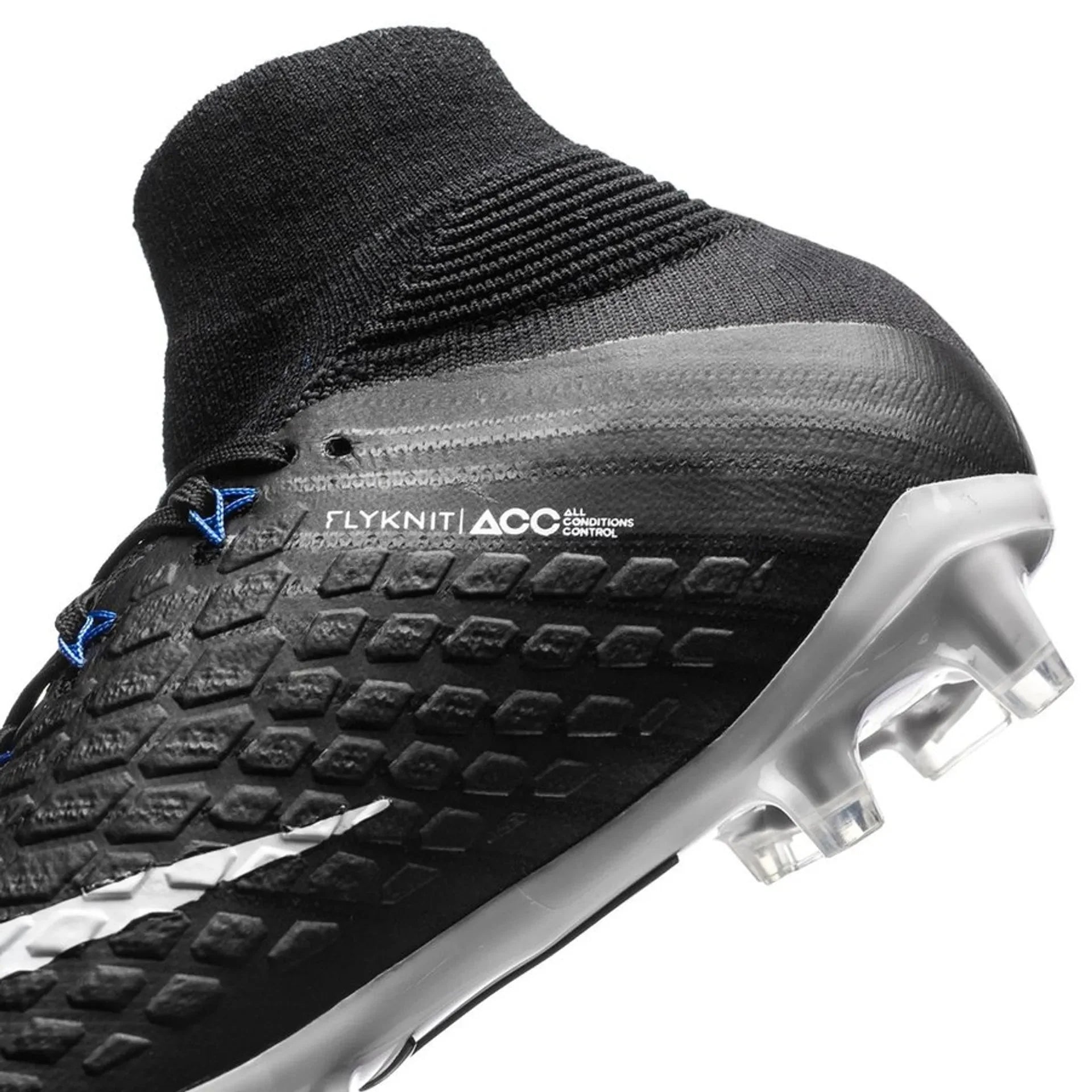 Nike Kids Jr Hypervenom Phantom III Dynamic Fit FG Firm Ground Soccer Cleats Black White Royal