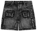 Octagon Cargo Denim Shorts Grey Wash