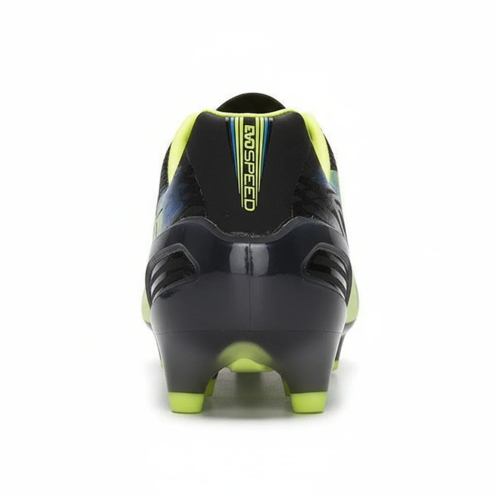 PUMA Evospeed 12 FG Firm Ground Soccer Cleats Black Fluo Yellow Brilliant Blue