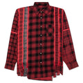 Flannel Shirt 7 Cuts Zipped Wide Shirt Over Dye Red