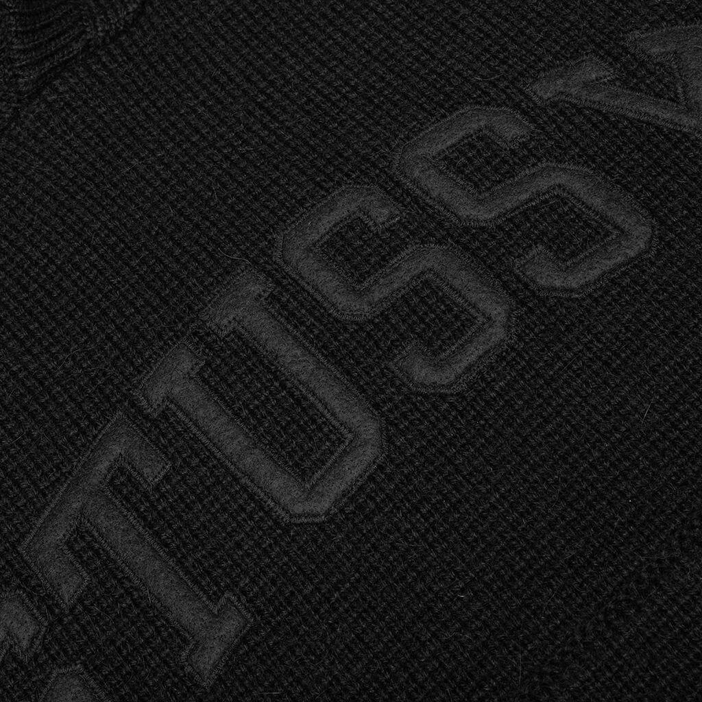 Felt Patch Knit Hood Black