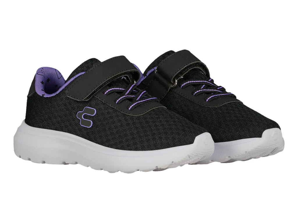Tenis Charly Road Casual Negro y Morado para Niña