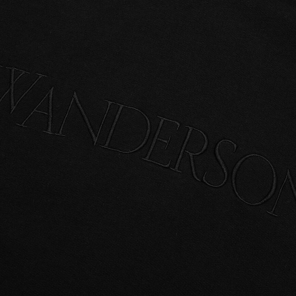 Logo Embroidery Hoodie Black