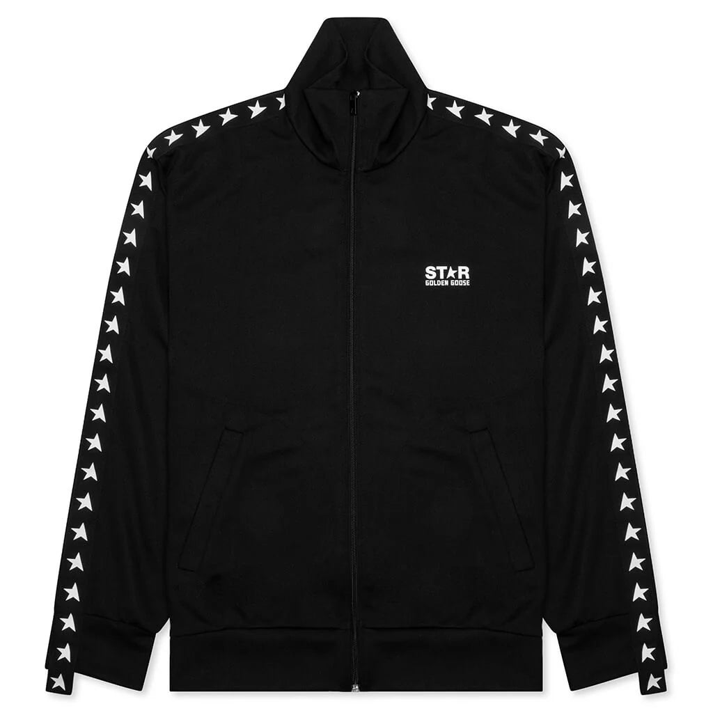 Star Zipped Track Jacket Black White