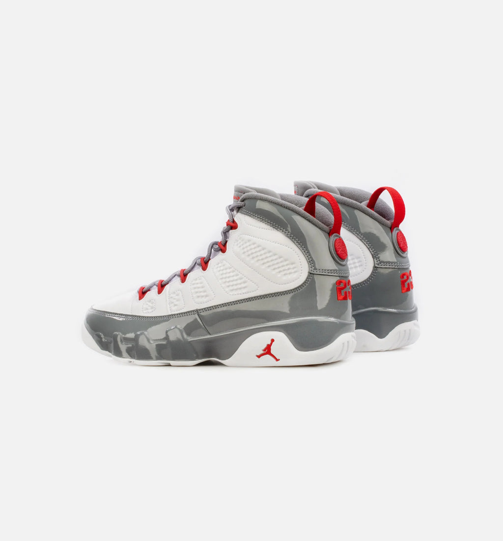Air Jordan 9 Retro Fire Red Mens Lifestyle Shoe White Grey Free Shipping
