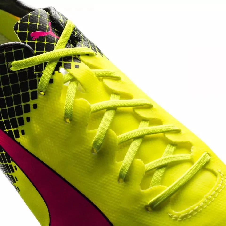 PUMA EvoSPEED SL II Tricks FG Firm Ground Soccer Cleats Pink Glo Safety Yellow