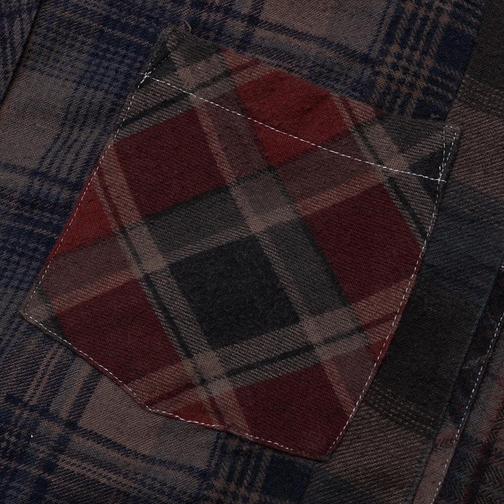 Flannel Shirt 7 Cuts Shirt Over Dye Brown