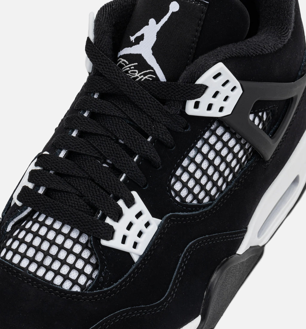 Air Jordan 4 Retro White Thunder Grade School Lifestyle Shoe Black White Black
