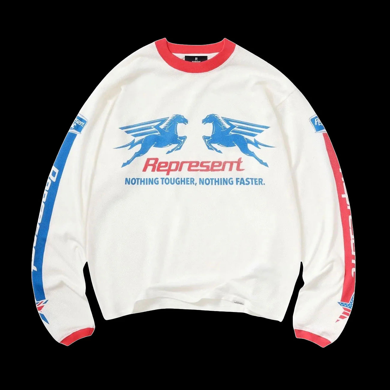 Represent Mesh Pegasus Long Sleeve T Shirt White