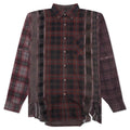 Flannel Shirt 7 Cuts Zipped Wide Shirt Over Dye Brown