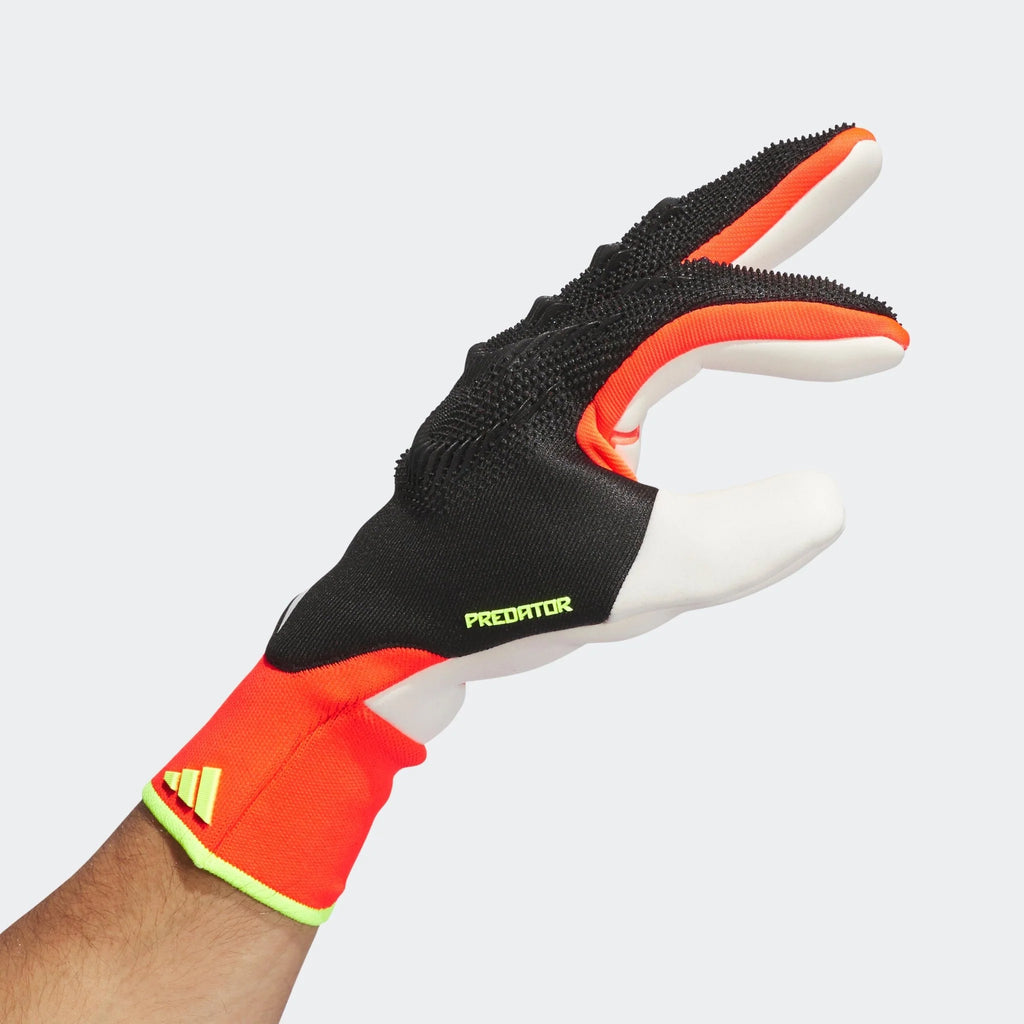 adidas Predator Pro Fingersave Goalkeeper Gloves Black Solar Red Yellow